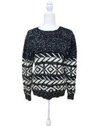 Cliche Couture Geometric Sweater Size Large Cabincore Cozy Winter Black ... - $288.36 MXN