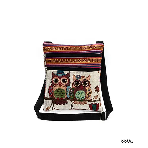 Miyahouse cute lady shoulder bag owl print messenger flap bag female mini canvas - £13.07 GBP