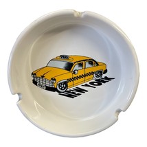 New York Yellow Taxi Ashtray 4 Inch Diameter Ceramic Painted - £13.76 GBP