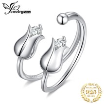 Flower 925 Sterling Silver Ring Band Open Fashion Adjustable Band Stakable Cuff  - £16.58 GBP