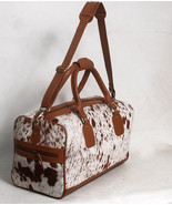 100% Real Cowhide Hair on Leather Travel / Duffel Bag weekender bag - $167.58