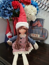 Memorial Patriotic Primitive Americana 4th of July Shelf Sitter Doll Decor 16&quot; - £23.67 GBP