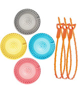 Set of 7 Drain Hair Catcher Stopper &amp; Hair Removers Durable Silicone, Mu... - $9.89