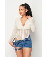 Women&#39;s Fishnet Sheer Mesh Back Deep V Neck Bodysuit - $39.77 CAD