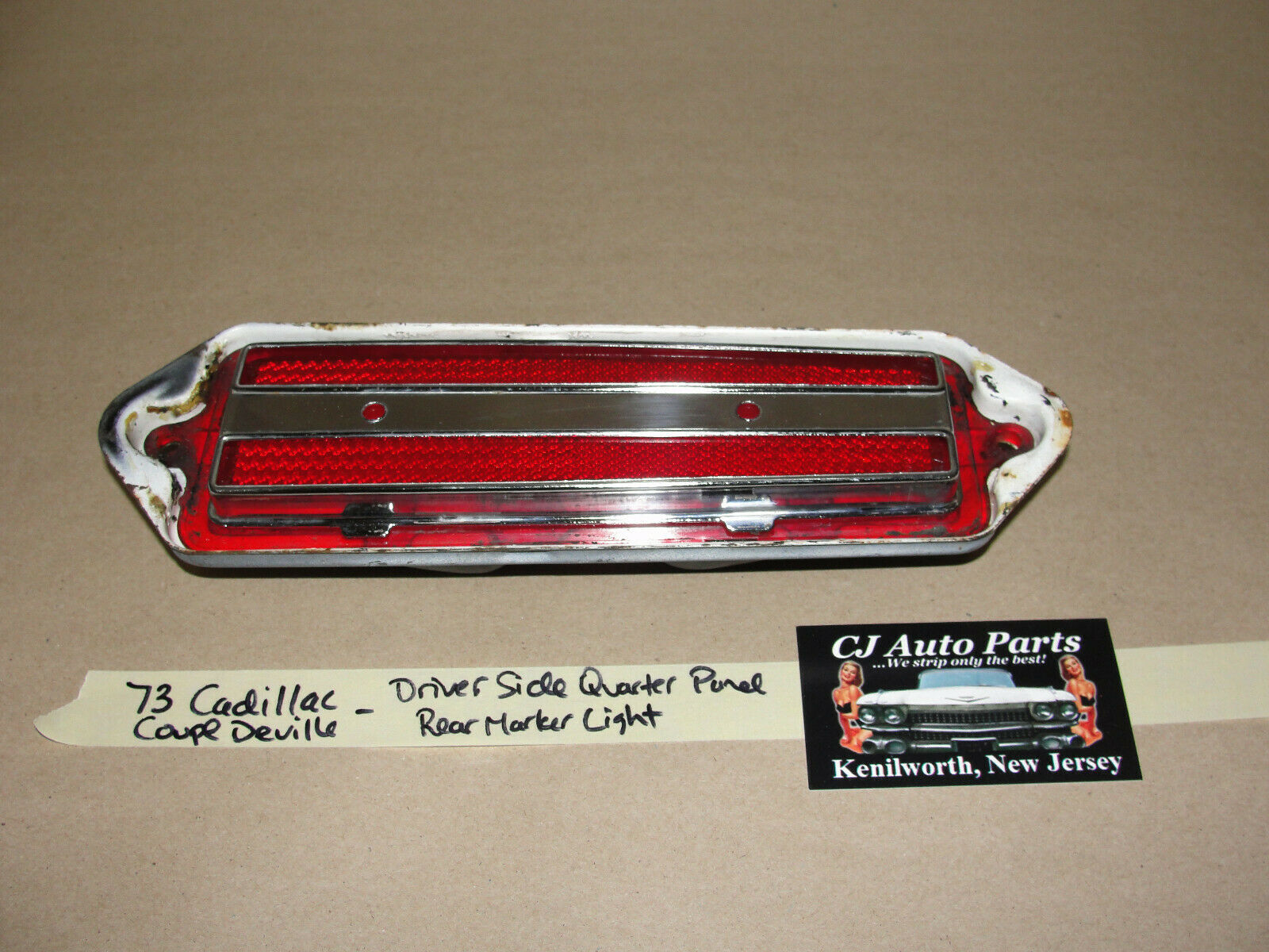 Primary image for 73 Cadillac Deville LEFT DRIVER SIDE REAR QUARTER PANEL MARKER LIGHT LENS TRIM