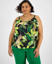 Bar III Women's Green Printed Cowlneck Camisole Top Plus Size 3X - $14.00