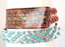 Vintage bracelets lot of 2 leather braided boho festival VSCO Hippy - £9.28 GBP