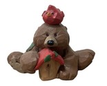 Blossom Bucket Christmas Bear With Birdhouse and Cardinal Resin Figurine... - $8.38