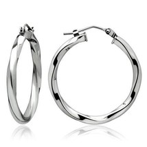 Twisted Thick Round Hoop Dangle Stainless Steel Hinged Fashion Earrings 30mm - £53.26 GBP
