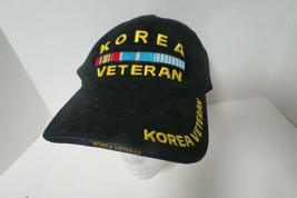 Korea Vietnam Veteran Embroidered Strap Black Hat Cap One Size Adjustable Strap - £12.67 GBP