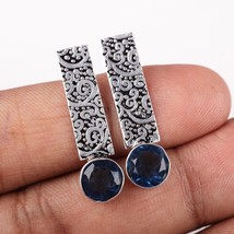 London Blue Topaz Gemstone 925 Silver Earring Handmade Jewelry Earring 1.23&quot; - £9.25 GBP