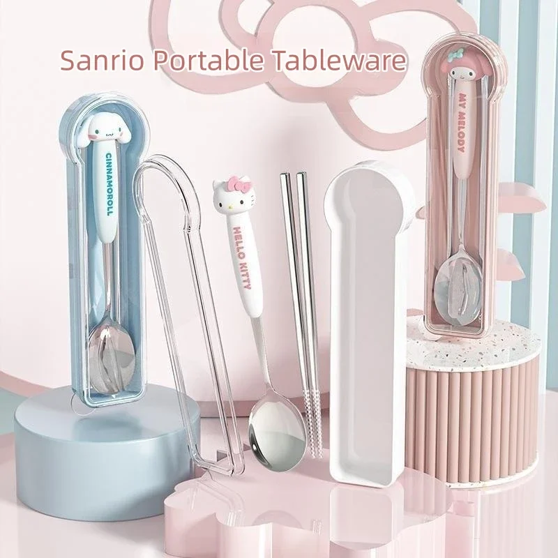 Sanrio Hello Kitty Cinnamoroll Spoon Chopsticks Set 304 Stainless Steel Camping - £6.77 GBP+