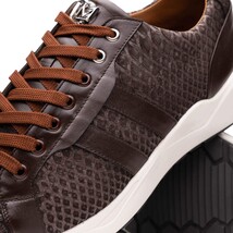 Hand painted genuine Snake and calfskin Sneaker Shoes Verona Brown image 4