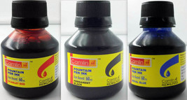 Camel Fountain Pen Ink BLACK BLUE RED Bottles 60 ml 2 oz Camlin Sealed B... - $7.49+