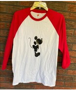 Mickey Mouse Jersey Large Shirt Red White Baseball Tee 3/4 Sleeve Disney... - $73.31 MXN