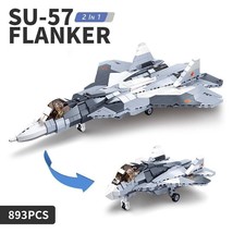 SU-57 Flanker Jet Fighter Building Blocks Set Military MOC Brick DIY Model Toys - £44.49 GBP