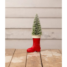 NEW 2024 Bethany Lowe Christmas Santa Boot with Bottle Brush Tree Medium LC3429 - £29.12 GBP