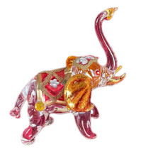 Blown Glass Asian Elephant Covered with Rhinestones and Crysals Art Glass - £27.13 GBP