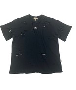 Nytt Distressed Black T-Shirt Made In USA 100% Cotton M Womens - $119.56 MXN