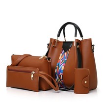 4 Piece Set Ladies Handbag Shoulder Messenger Bag Pu Leather Tote Bags Famous De - £56.71 GBP