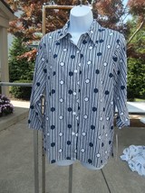 NWT ALFRED DUNNER BLUE DOT BUTTON DOWN TOP S - $19.99