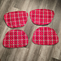 Quilted  Fabric Placemats Set of 4 Red Tartan Plaid Holiday Christmas Seasonal - £15.93 GBP