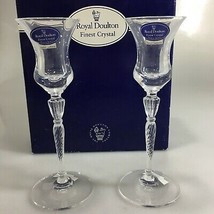 Royal Doulton Oxford Candlestick Pair 7 1/2&quot; Austrian Crystal NEW in Box - £26.58 GBP