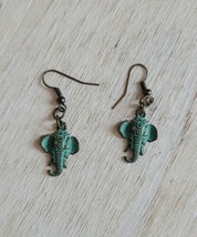 Vintage Earrings Costume Jewelry Handmade Elephant Charm  B64 - $27.41 CAD