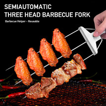 3-Prong Skewer Stick Needles Kebab 3 Way Forks Stainless Steel Barbecue Grill Fo - £30.72 GBP