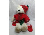 Vintage Jingles White Teddy Bear Christmas Sweater And Mitts Stuffed Plu... - £43.41 GBP