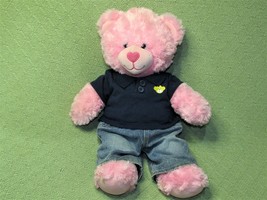 16&quot; Build A Bear Pink Teddy Plush Denim J EAN S Blue Shirt Stuffed Animal Toy - £17.92 GBP