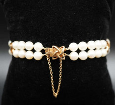 Mikimoto Estate Akoya Pearl Double Strand Bracelet 6.5&quot; 14k Gold 5.5 mm M308 - £2,001.57 GBP