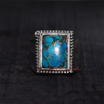 Real Blue Copper Turquoise Mens 925K Silver Handmade Christmas Gift for Husband - £58.63 GBP