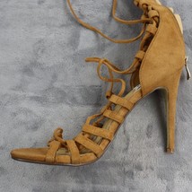 Cape Robbin Sandals Womens 11 Tan Suede Gladiator Zip up Strappy High Heels - £23.72 GBP