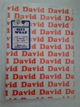 Vintage David Gift Wrap Personalized Name Wrapping Paper Orange Print 19... - $7.87