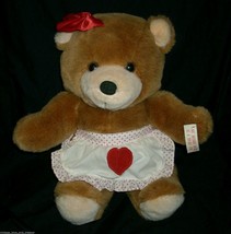 16&quot; VINTAGE CHRISTMAS FAIRVIEW GIRL TEDDY BEAR HEART STUFFED ANIMAL PLUS... - £15.18 GBP