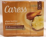3 Pack Caress Shea Butter &amp; Brown Sugar 2 in 1 Exfoliate &amp; Nourish Bar Soap - £15.88 GBP