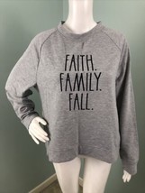 RAE DUNN Women&#39;s Gray Faith Family Fall Raglan Sweatshirt Sz Medium NWT - £29.18 GBP
