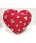 Valentine&#39;s Day Beaded Red Heart Throw Pillow 15x15&quot; NEW - £32.06 GBP