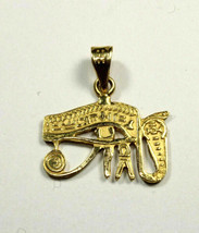 Egyptian carving Handmade Eye Of Horus 18K Yellow Gold Pendant 3 Gr  - £285.38 GBP