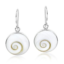 Elegantly Spiraling 15mm White Shiva Shell on Sterling Silver Dangle Earrings - £17.14 GBP