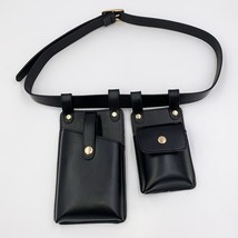 2 Pieces Women&#39;s Waist Bag Fashion Leather Belt Bags Female Fanny Pack Hip Hop S - £22.77 GBP