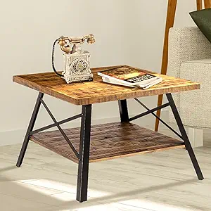 24 Solid Wood &amp; Dura Metal Legs End Table, Rustic Brown - $264.99