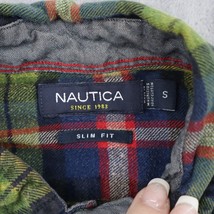 Nautica Shirt Mens S Multicolor Long Sleeve Spread Collar Plaid Flannel Cotton - £17.89 GBP
