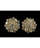 Vintage Coro Rhinestone Round Screw Back Earrings - FREE SHIPPING - $41.60 CAD
