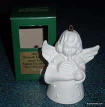 1982 GOEBEL Annual White Angel With Horn Bell Christmas Ornament With Bo... - $9.69