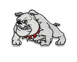 BULLDOG IRON ON PATCH 3.5&quot; Cartoon Smiling Dog White Embroidered Appliqu... - $5.95
