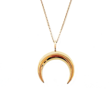 14K 9K Gold Crescent Double Horn Pendant Necklace, Good Luck Lucky Charm, Gift - £176.24 GBP+