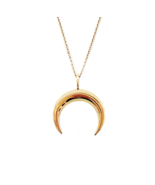 14K 9K Gold Crescent Double Horn Pendant Necklace, Good Luck Lucky Charm... - £175.69 GBP+