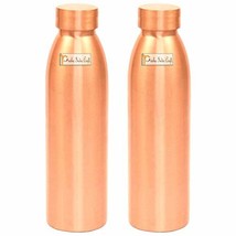Prisha India Craft Copper Bottle, Seam Less Design, Capacity 1000 ML, 2 Pieces - £25.29 GBP